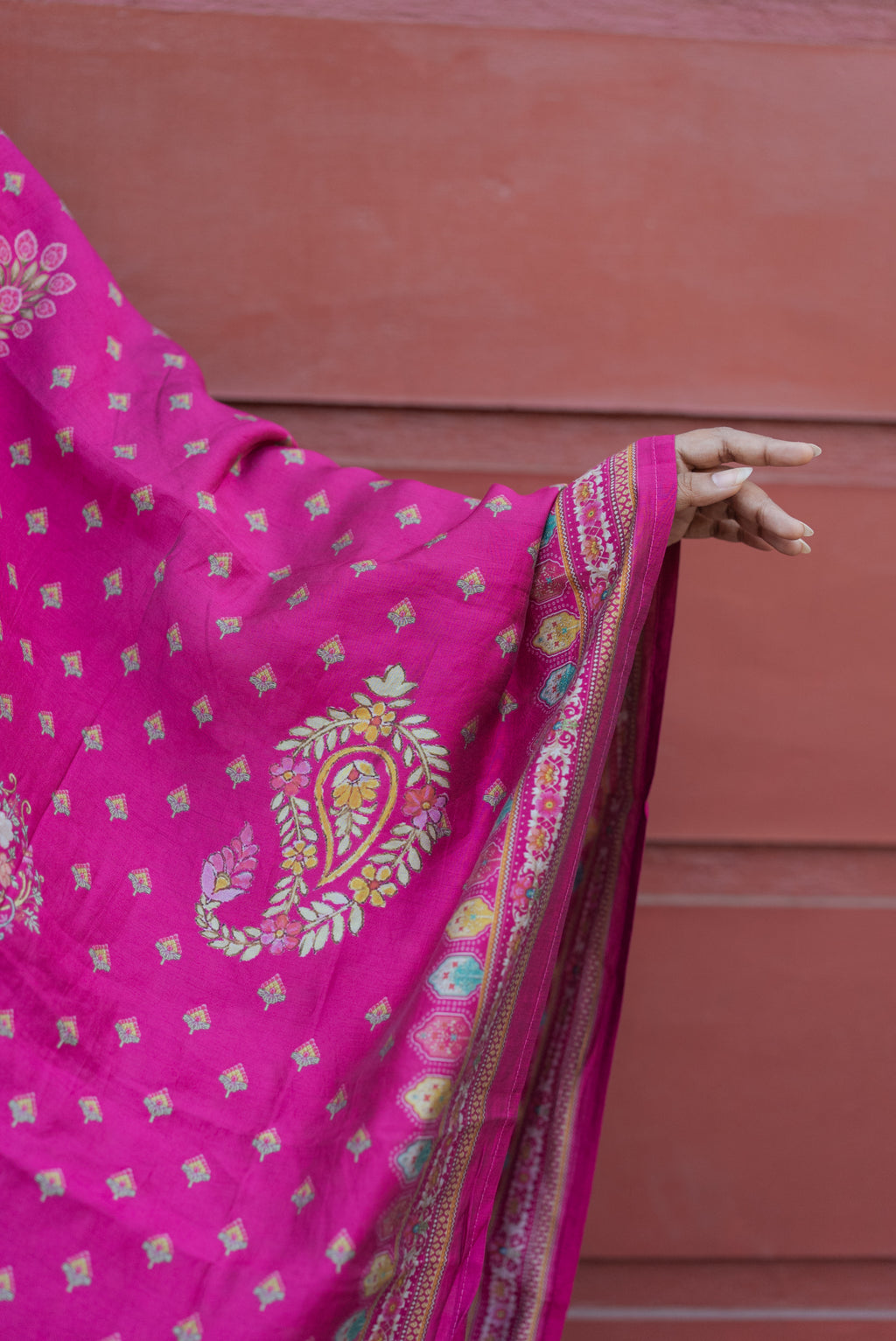 Rani Pink Muslin Silk Kurta Set