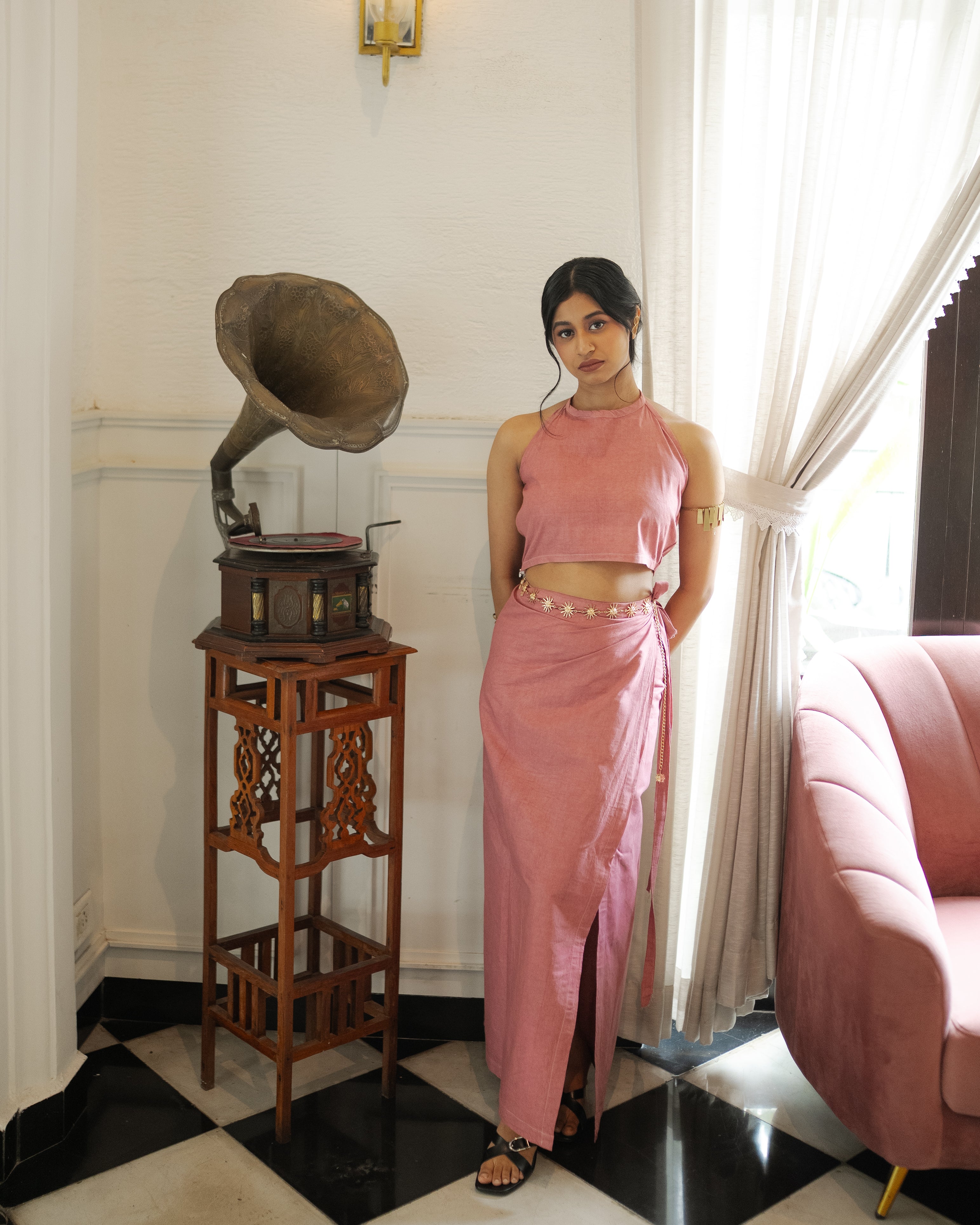 Cotton Wrap Skirt & Top Set