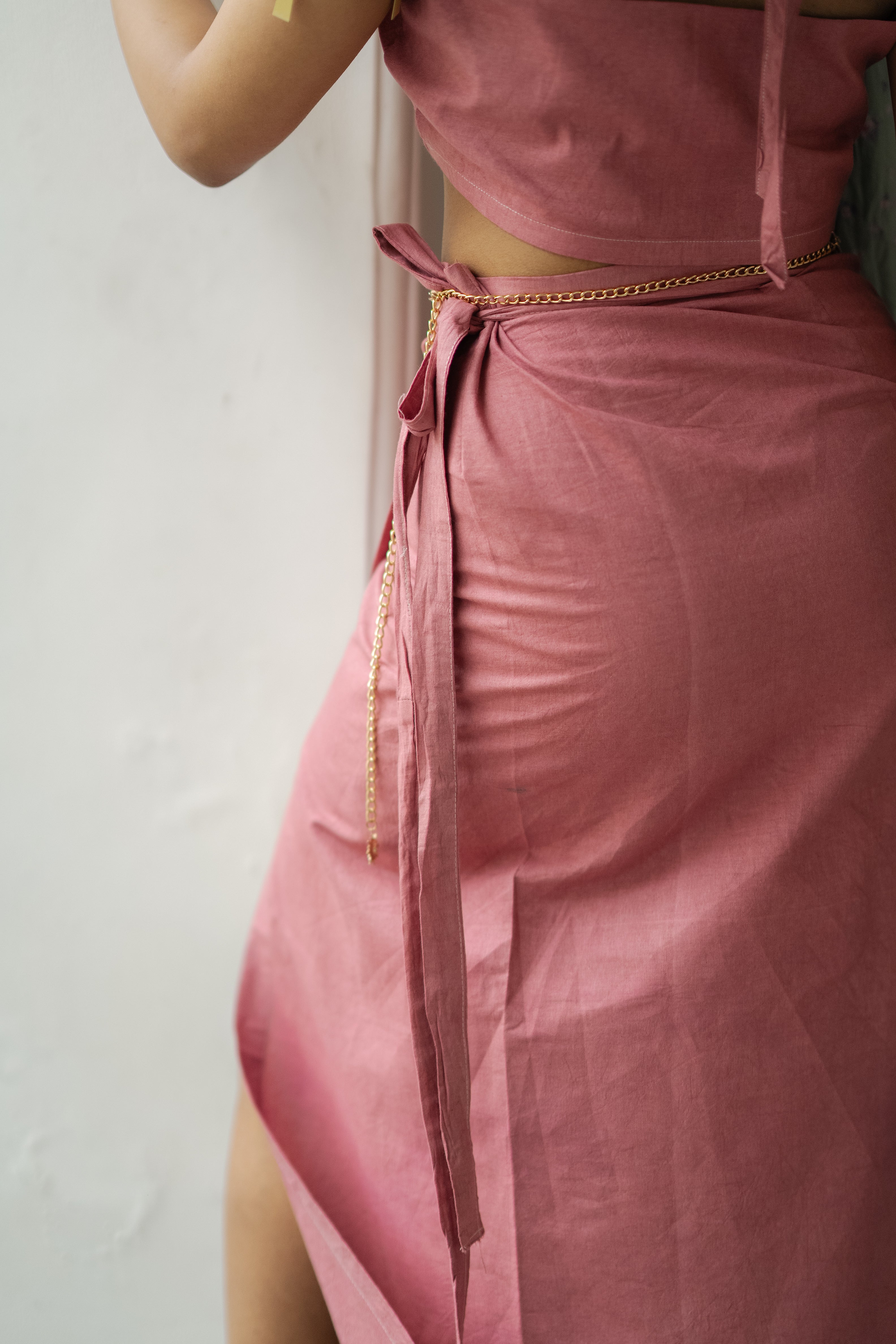 Cotton Wrap Skirt & Top Set